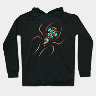 Copper and Blue Tribal / Tattoo Art Spider Hoodie